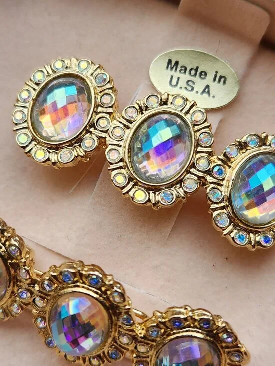 2 Kirks Folly Faceted Rhinestone Hair of Clips Barrette France Vintage Pair Set - Picture 3 of 7